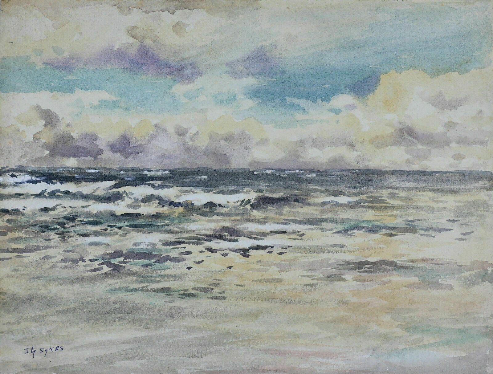 Watercolour By Newlyn Artist John Gutteridge Sykes. Titled 'Staithes Yorks'.