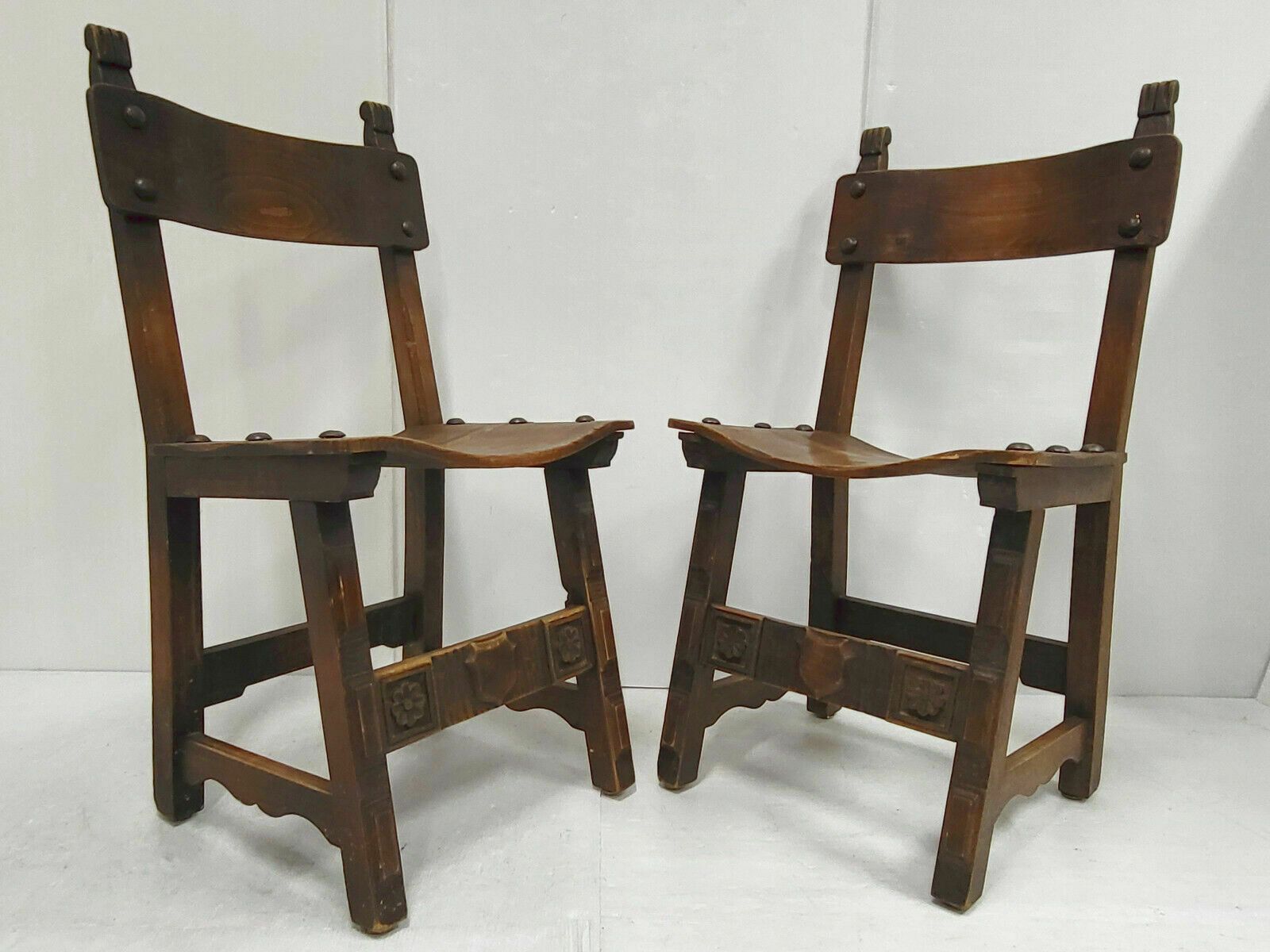 Meubels Set Van 4 Vintage Brutalist Stoelen Uit De Jaren 1970 In Eiken En Metaal photo