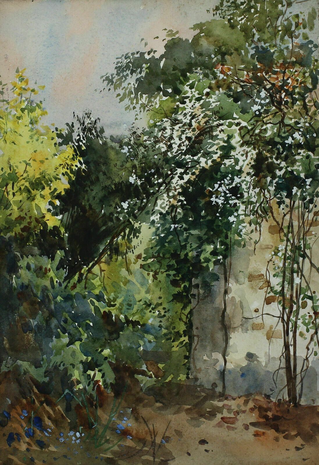 Watercolour By Newlyn Artist John Gutteridge Sykes. Titled Blades Garden.