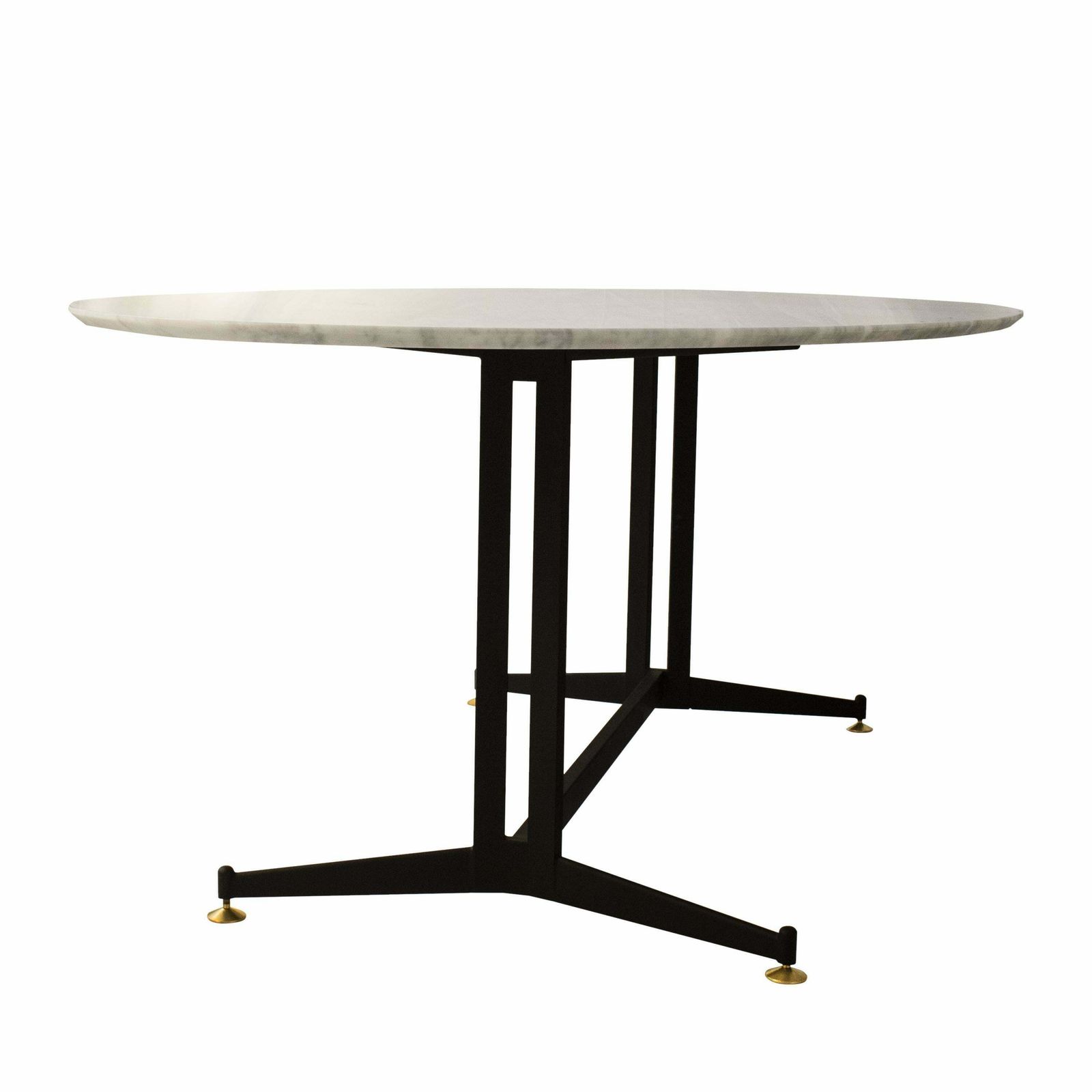Mid Century Modern Carrara Marble Dining Table With Metallic Foot, Italy, 1950 photo for sale