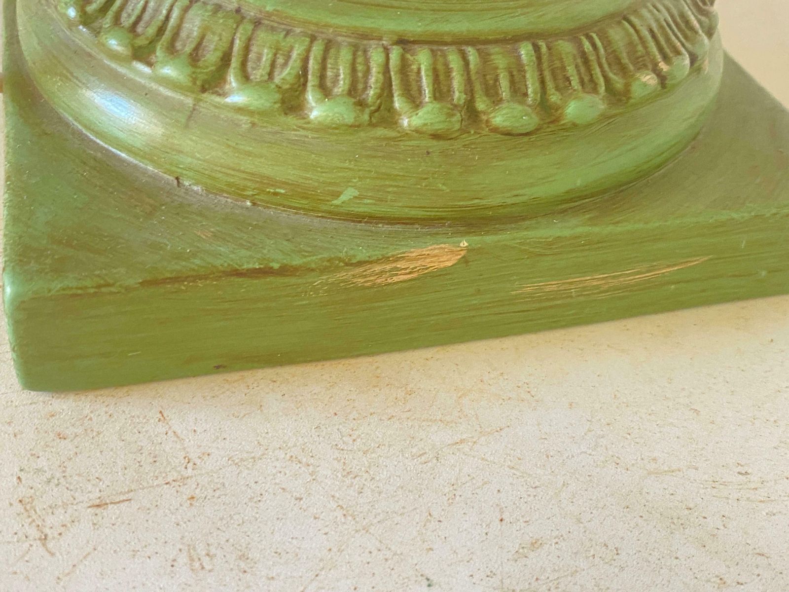 Table Lamp In Old Patinated Ceramic Green Color France 1970 Signed Lancel Paris photo vintage