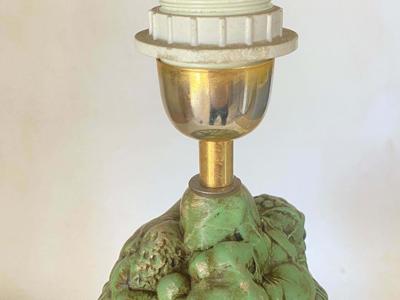 476.0 Table Lamp In Old Patinated Ceramic Green Color France 1970 Signed Lancel Paris photo