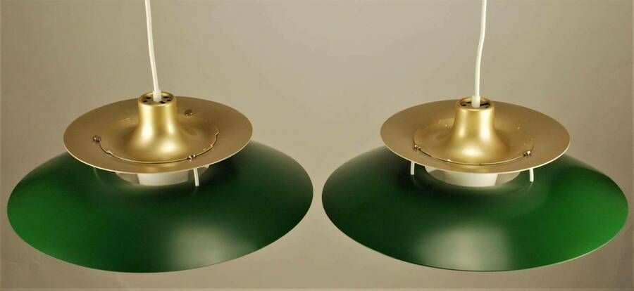 1x Vintage Louis Poulsen Pendant Lights | Gold/Green/White | With Brand Label | 1 Pcs photo Lighting