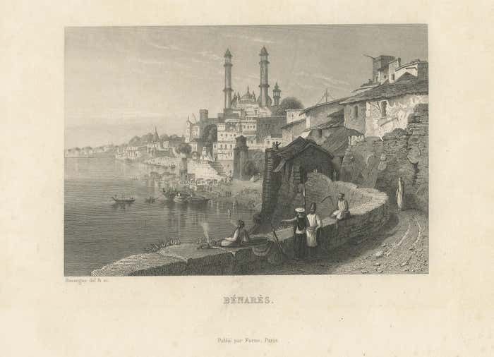 Antique Print Of The City Of Varanasi Or Benares, India photo for sale