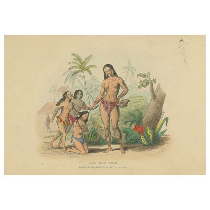 Antique Print Of Ouhila, Daughter Of The Priest Of Tongatapu
