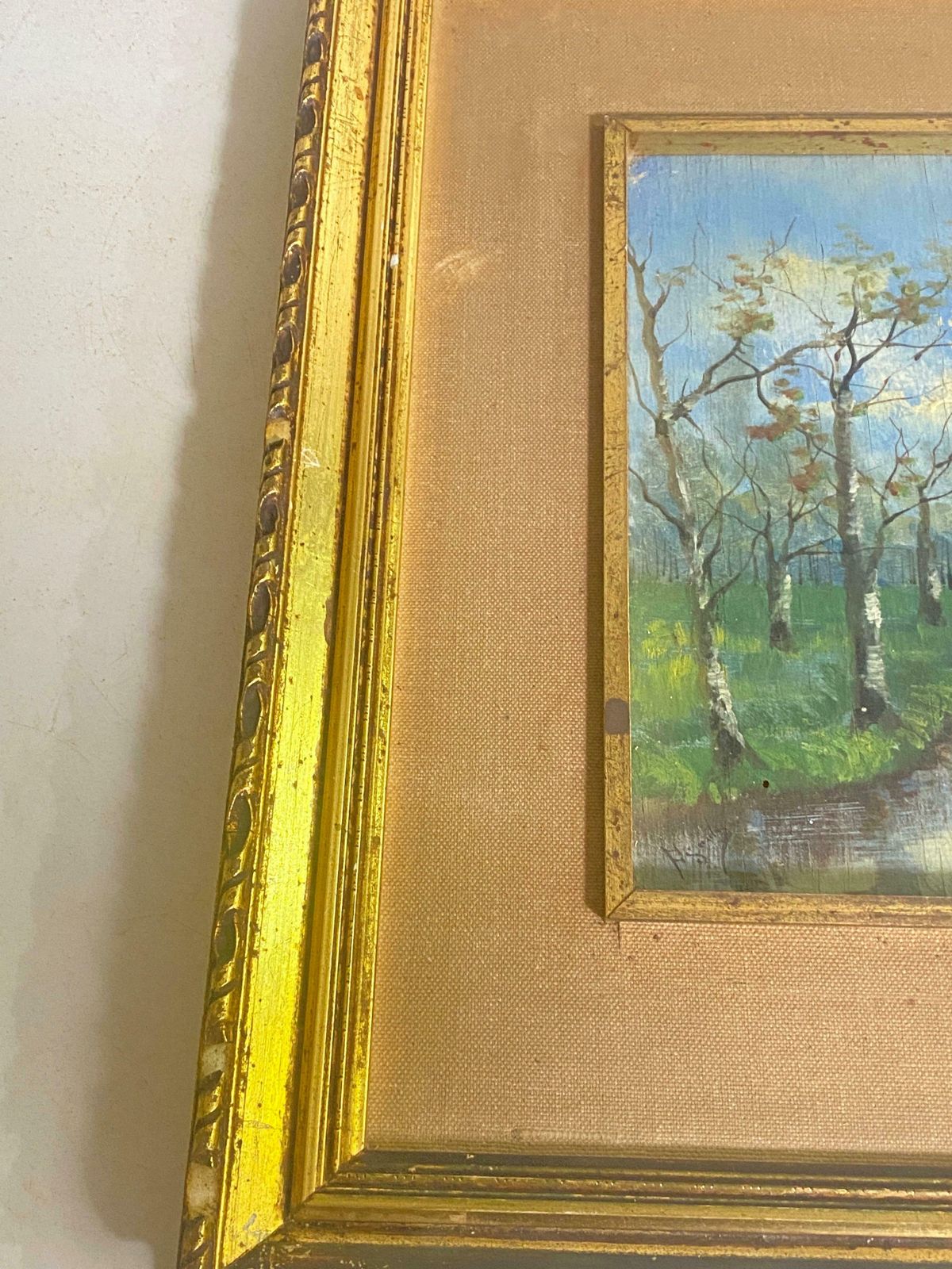 Original Oil Painting Representing A River And Trees Fance Early 20th Century photo 285.0