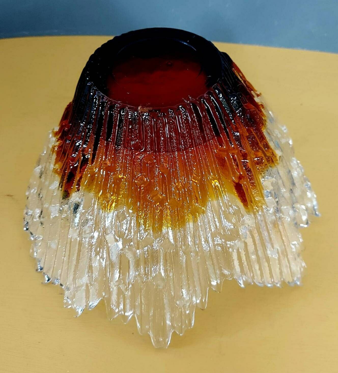 A Wonderful Amber Revonulet Or Northern Lights Bowl Designed By Tauno Wirkkala, Made By Humppila, Finland, 1970s photo Home Decor
