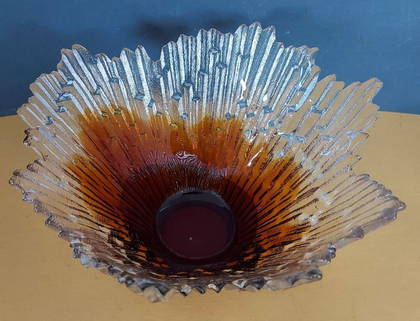 A Wonderful Amber Revonulet Or Northern Lights Bowl Designed By Tauno Wirkkala, Made By Humppila, Finland, 1970s photo vinterior