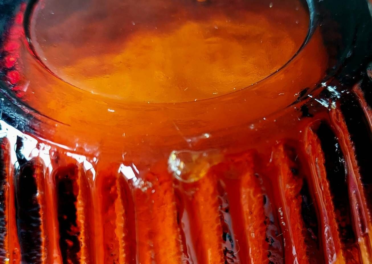 photo for sale A Wonderful Amber Revonulet Or Northern Lights Bowl Designed By Tauno Wirkkala, Made By Humppila, Finland, 1970s