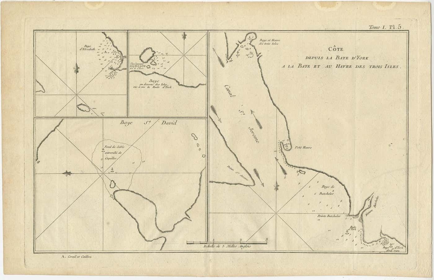 Antique Map Of York's Bay, Haven Of The Three Islands And Surroundings photo furniture