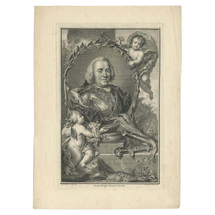 Antique Portrait Of William Charles Henry Friso Of Orange, 1750