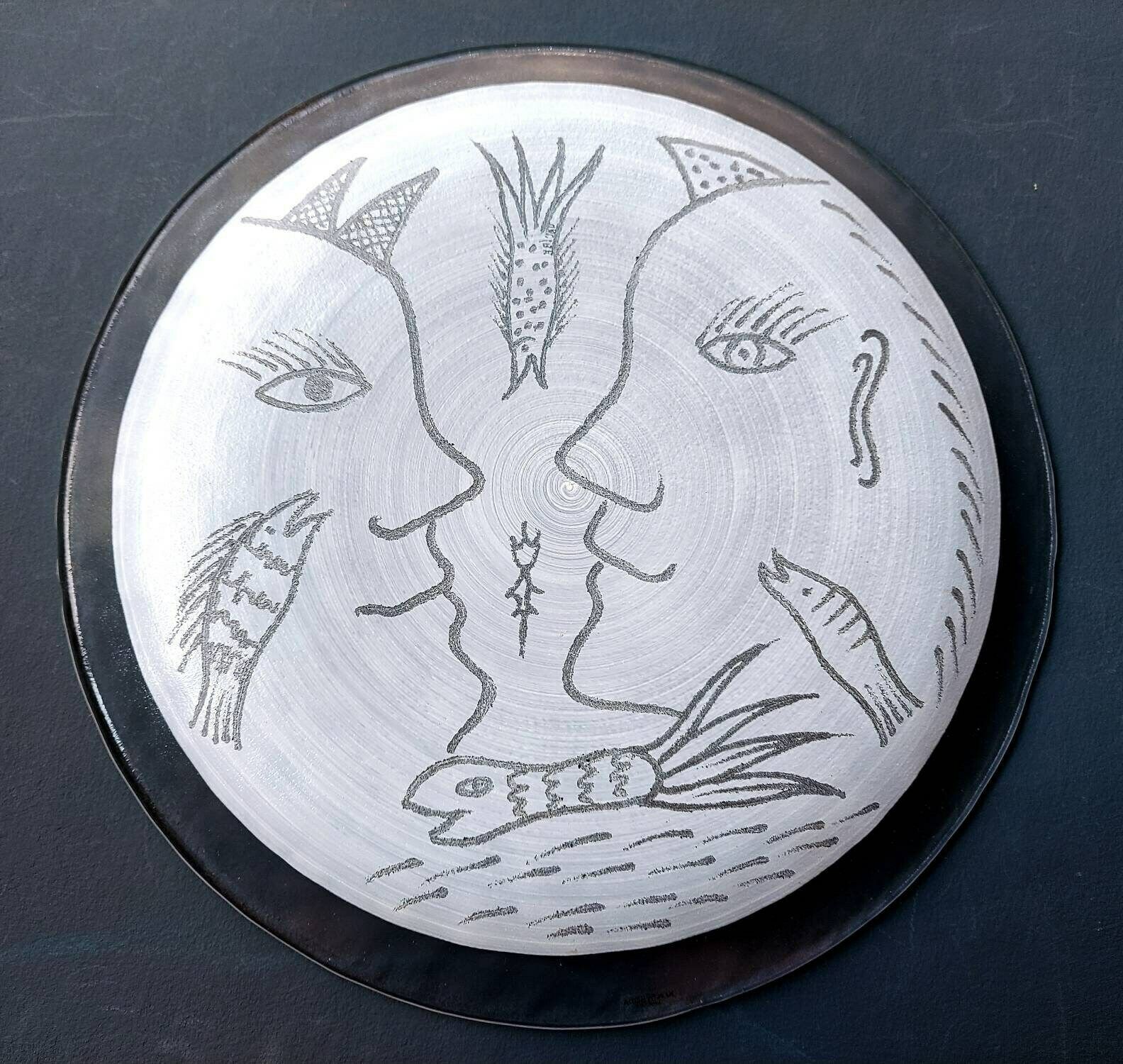 An Absolutely Stunning Vintage Art Glass Charger Plate By Ulrica Hydman Vallien For Kosta Boda, Sweden, 1990's. photo vintage