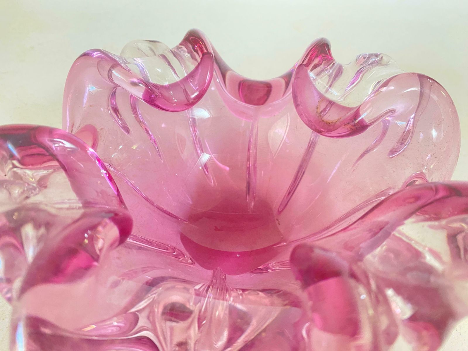 Vide Poche Or Ashtray In Art Glass Venice Pink Color Italy Murano 1970 photo 369.0