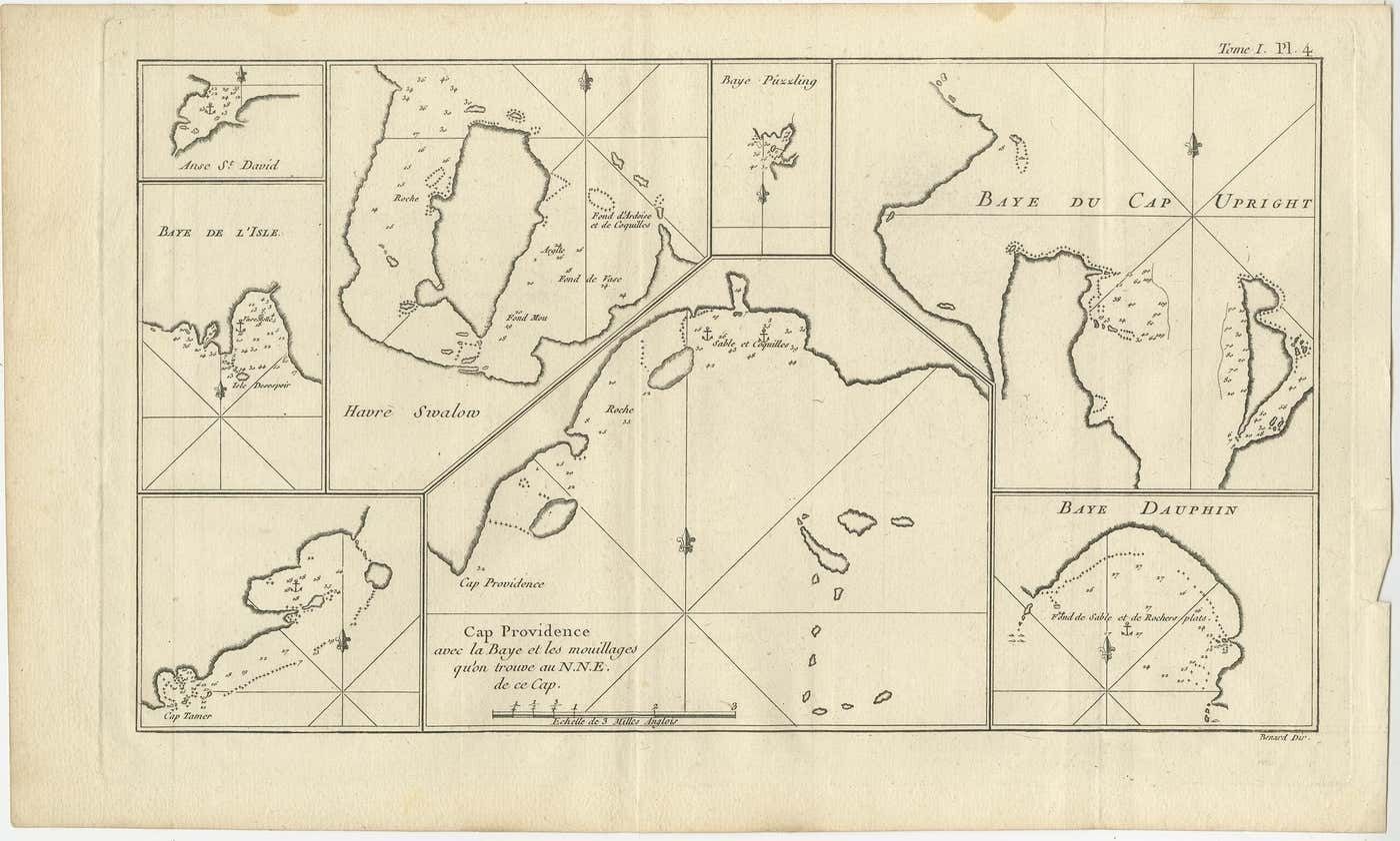 Antique Map Of Cap Providence, St. David's Cove And Surroundings photo furniture