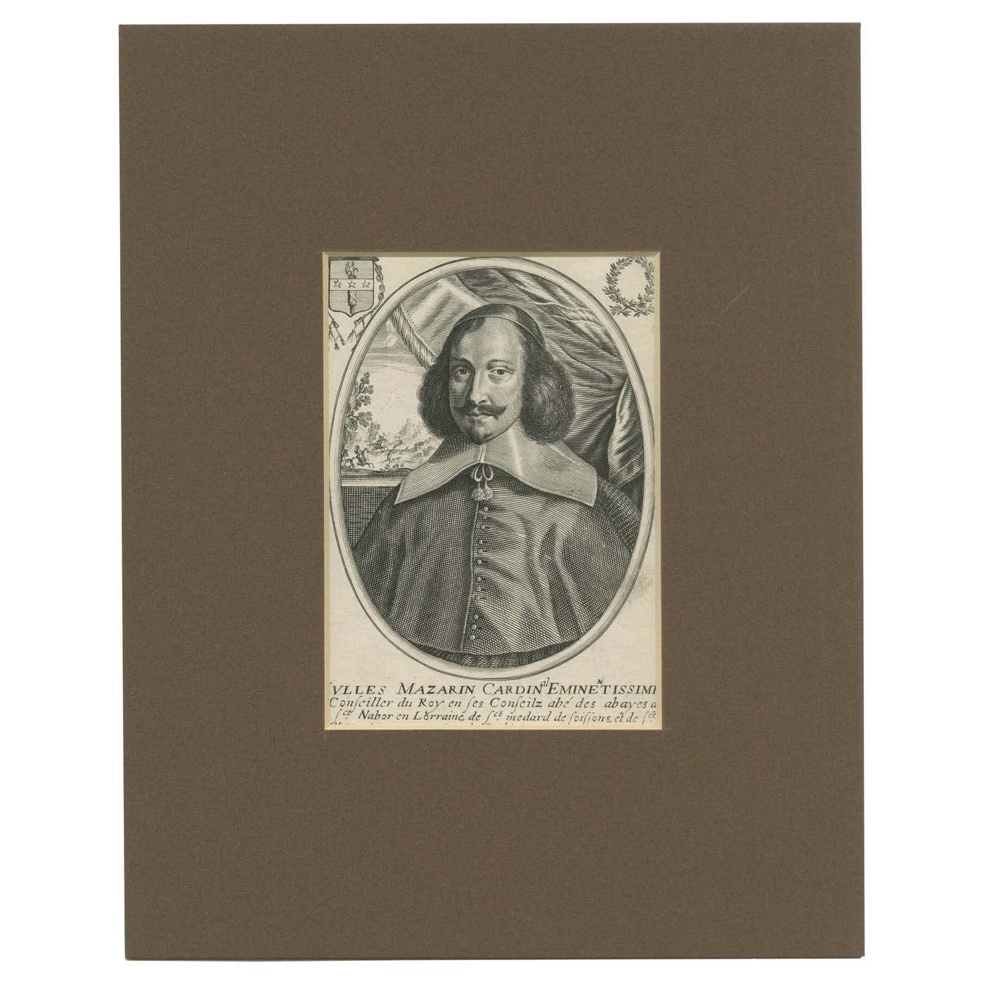 Antique Portrait Of Jules Cardinal Mazarin