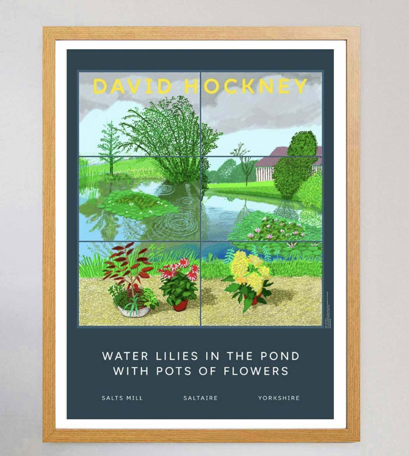 David Hockney   Water Lilies In The Pond With Pots Of Flowers photo Art