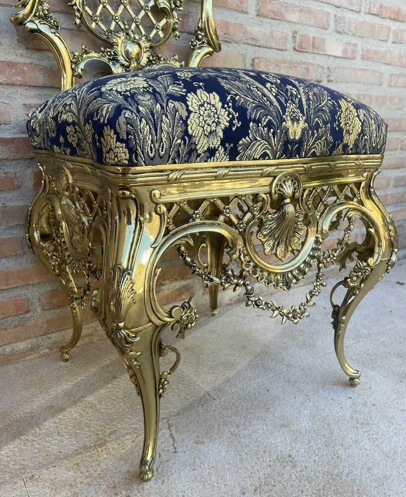 Furniture French Louis XV Style Bronze Side Chair, 1930 photo