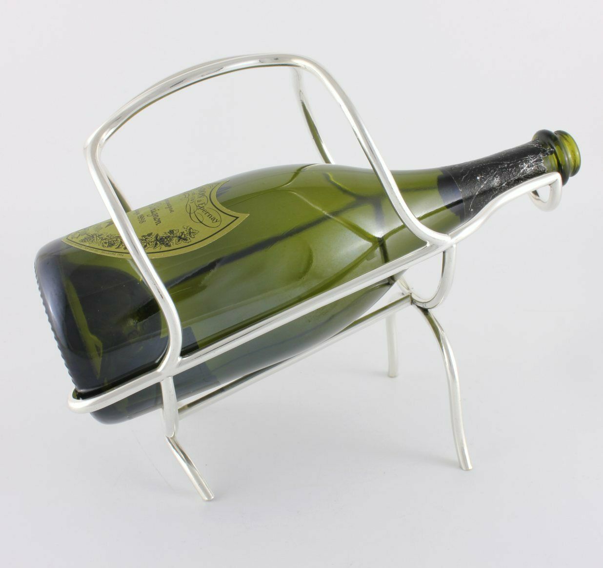 Silver Plate Champagne Bottle Cradle. French Wine Pourer Saglier Freres.