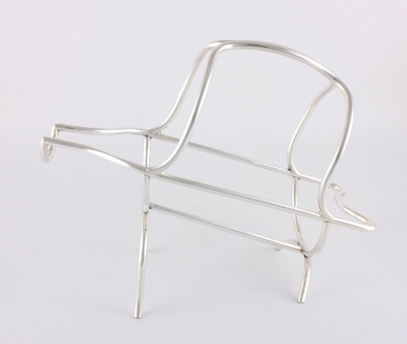 Silver Plate Champagne Bottle Cradle. French Wine Pourer Saglier Freres. photo furniture
