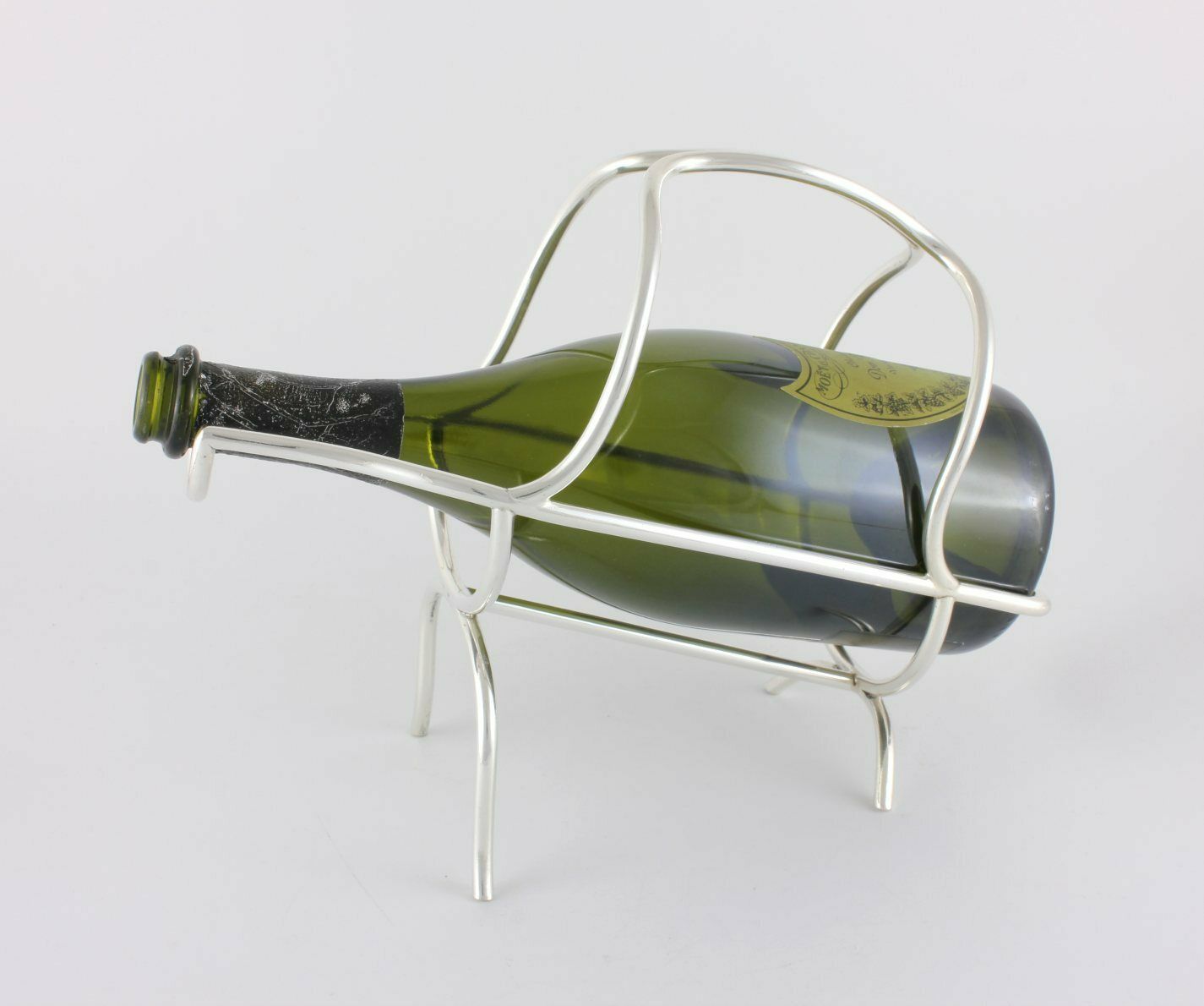 photo for sale Silver Plate Champagne Bottle Cradle. French Wine Pourer Saglier Freres.