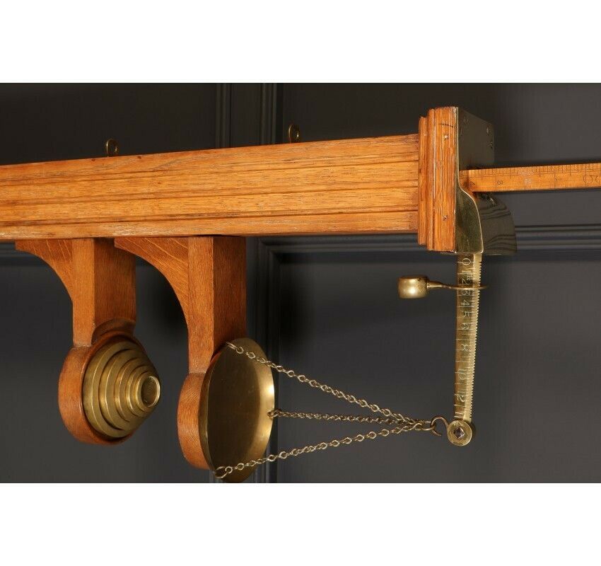 Victorian Brass Mounted Oak Personal Weighing Scales photo 1070.55
