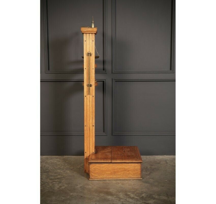 photo for sale Victorian Brass Mounted Oak Personal Weighing Scales