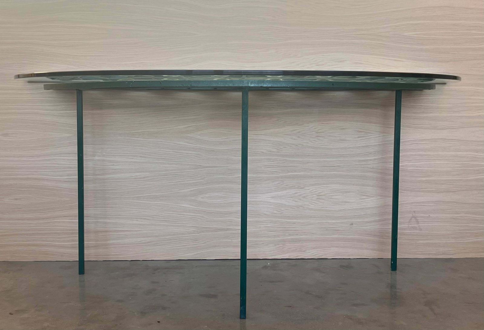 Console demi-lune espagnole en fer forgé vert, XIXe siècle photo Mobilier