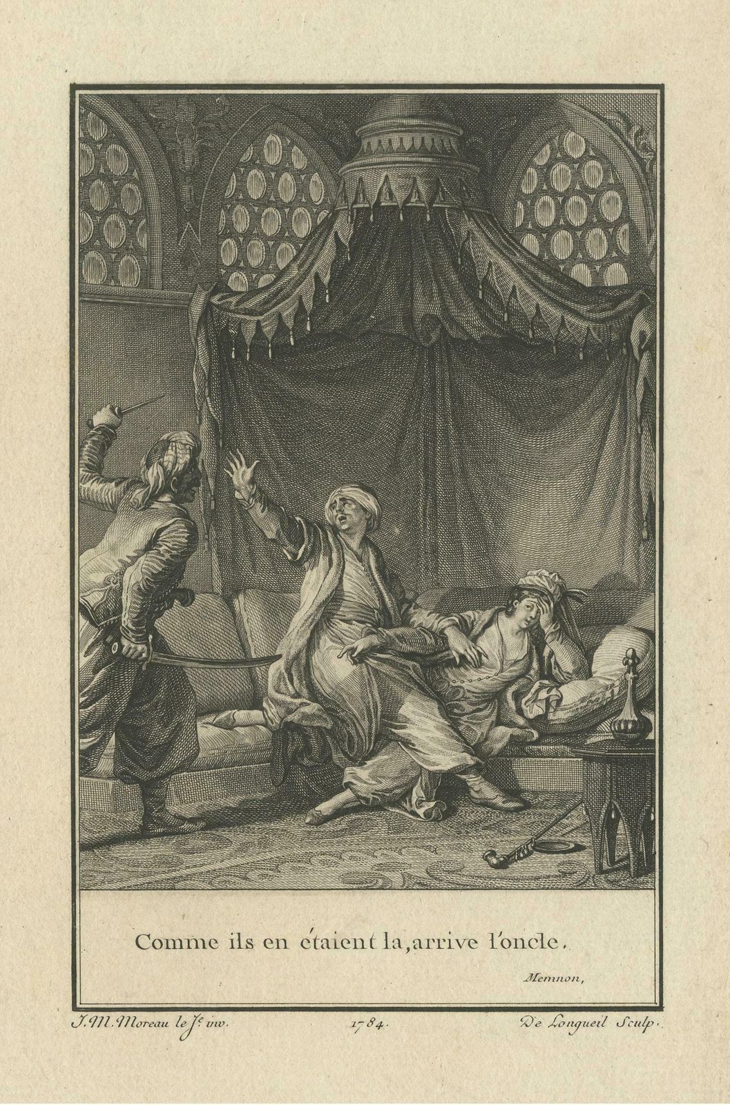 Antique Print Of The Uncle Arriving Made After Moreau photo for sale