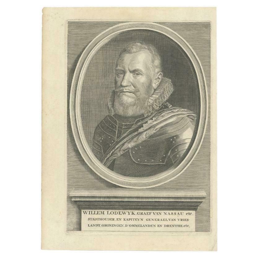 Antique Portrait Of Willem Lodewijk, Circa 1680