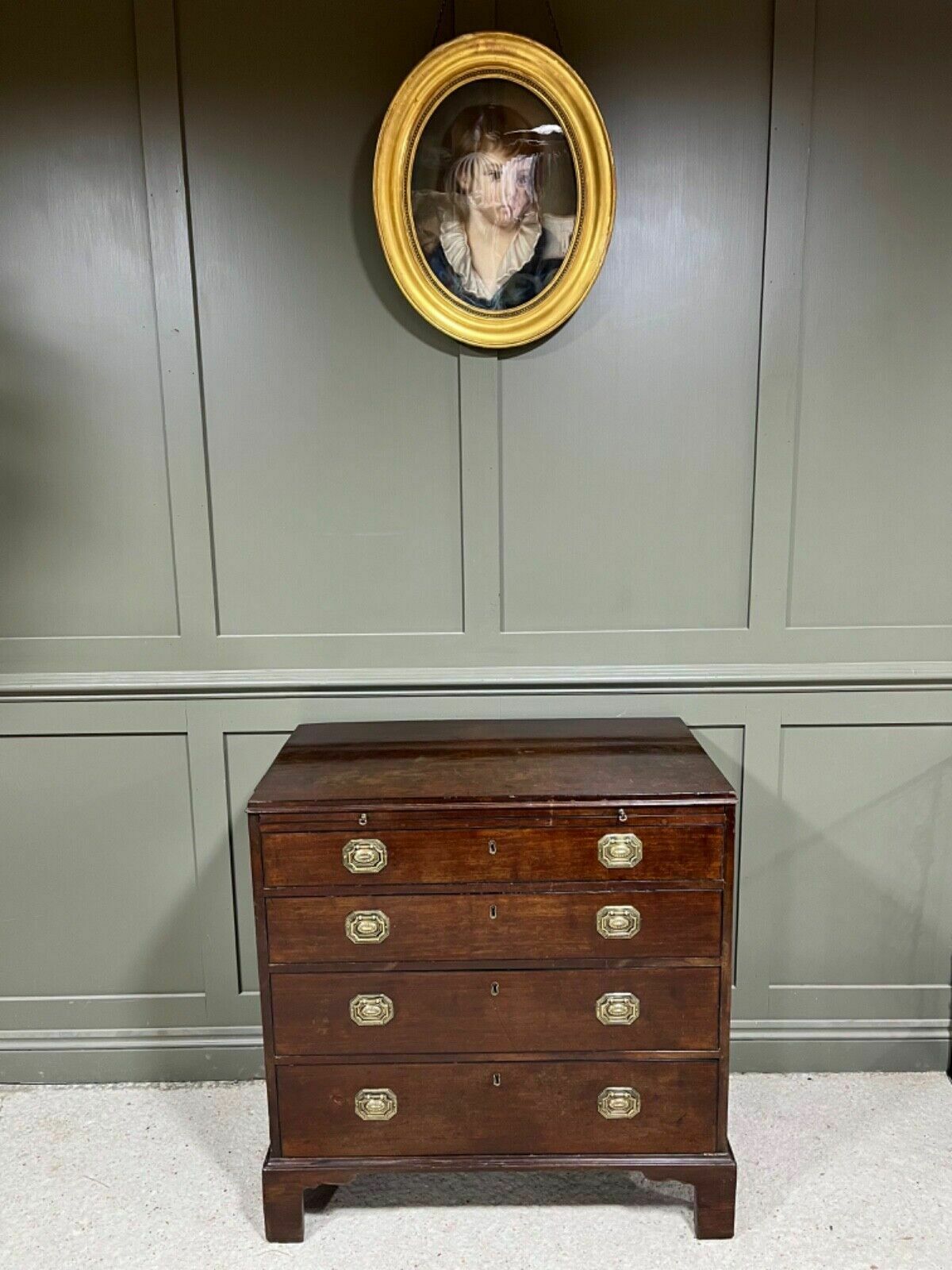 Antique Georgian Chest Of Drawers Small Chest In Cuban Mahogany W Writing Slide photo furniture