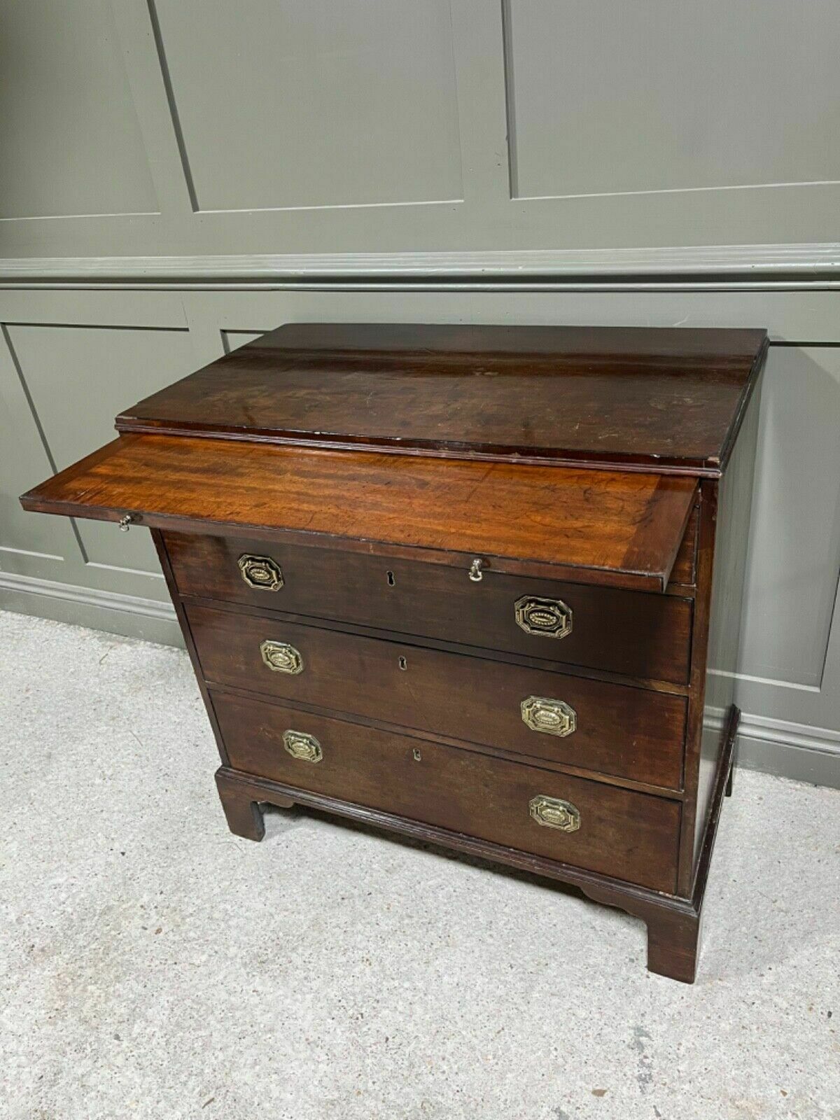 Antique Georgian Chest Of Drawers Small Chest In Cuban Mahogany W Writing Slide photo 850.0