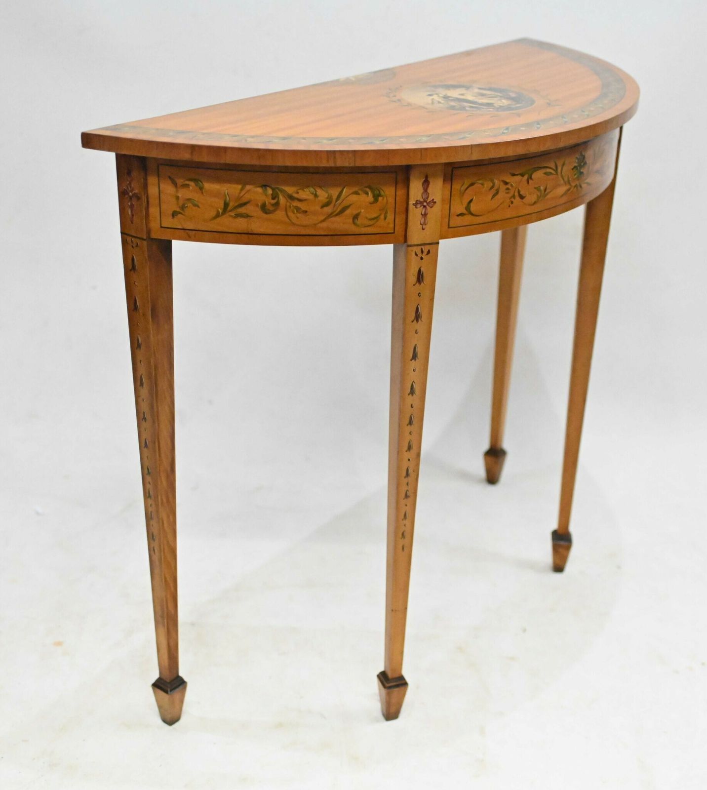 Adams Console Table   Demi Lune Satinwood Hall Tables photo furniture