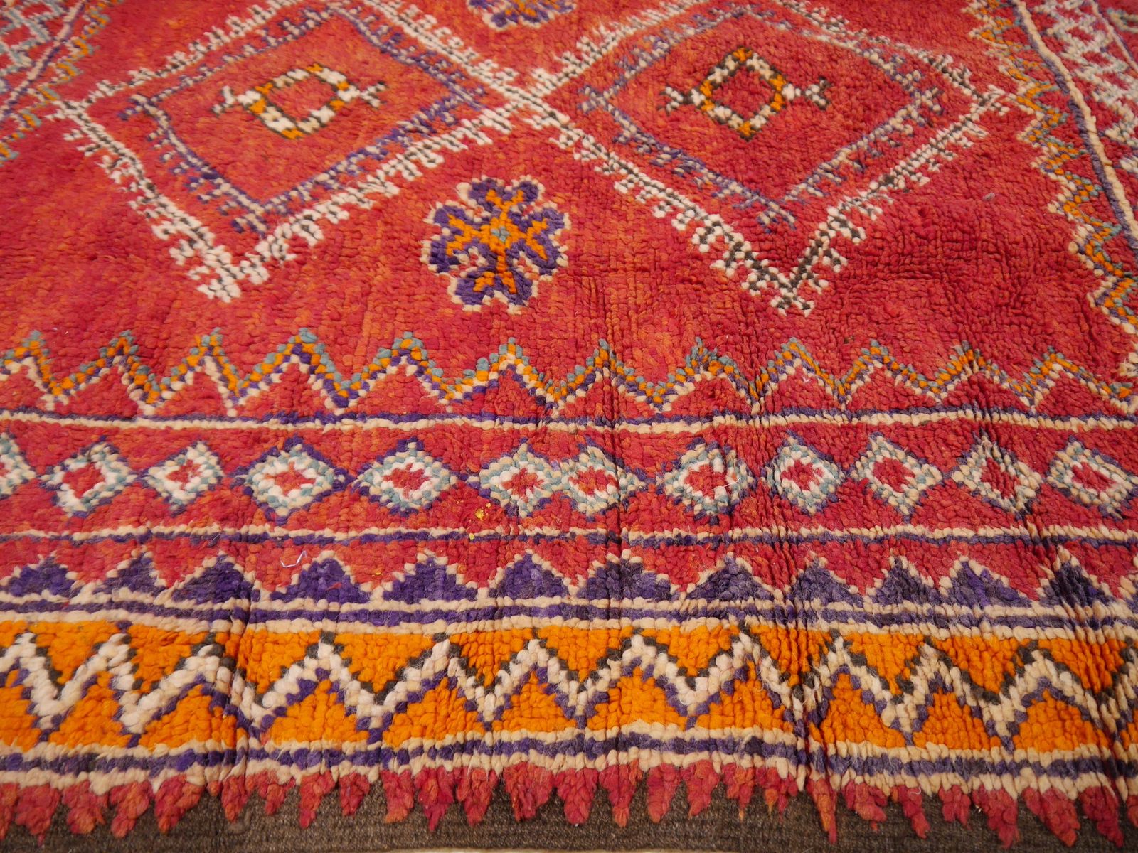 Vintage Rug Boujad 10.9 X 5.6 Ft Moroccan Berber Tribal Carpet 330 X 170 Cm photo vintage