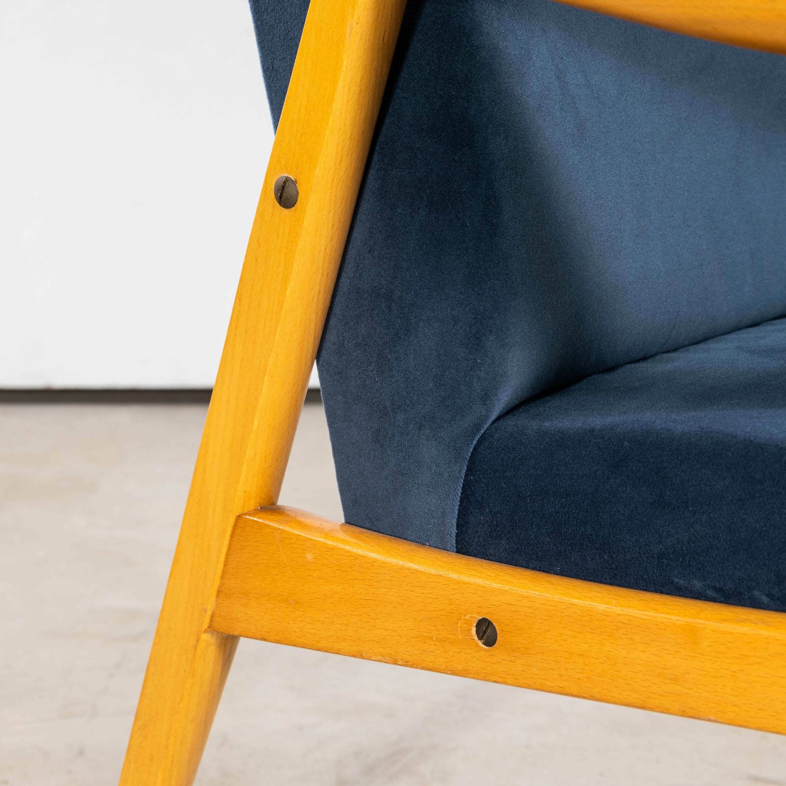 1950’s Jaroslav Smidek Original Re Upholstered Armchairs – Pair In Teal Blue photo furniture