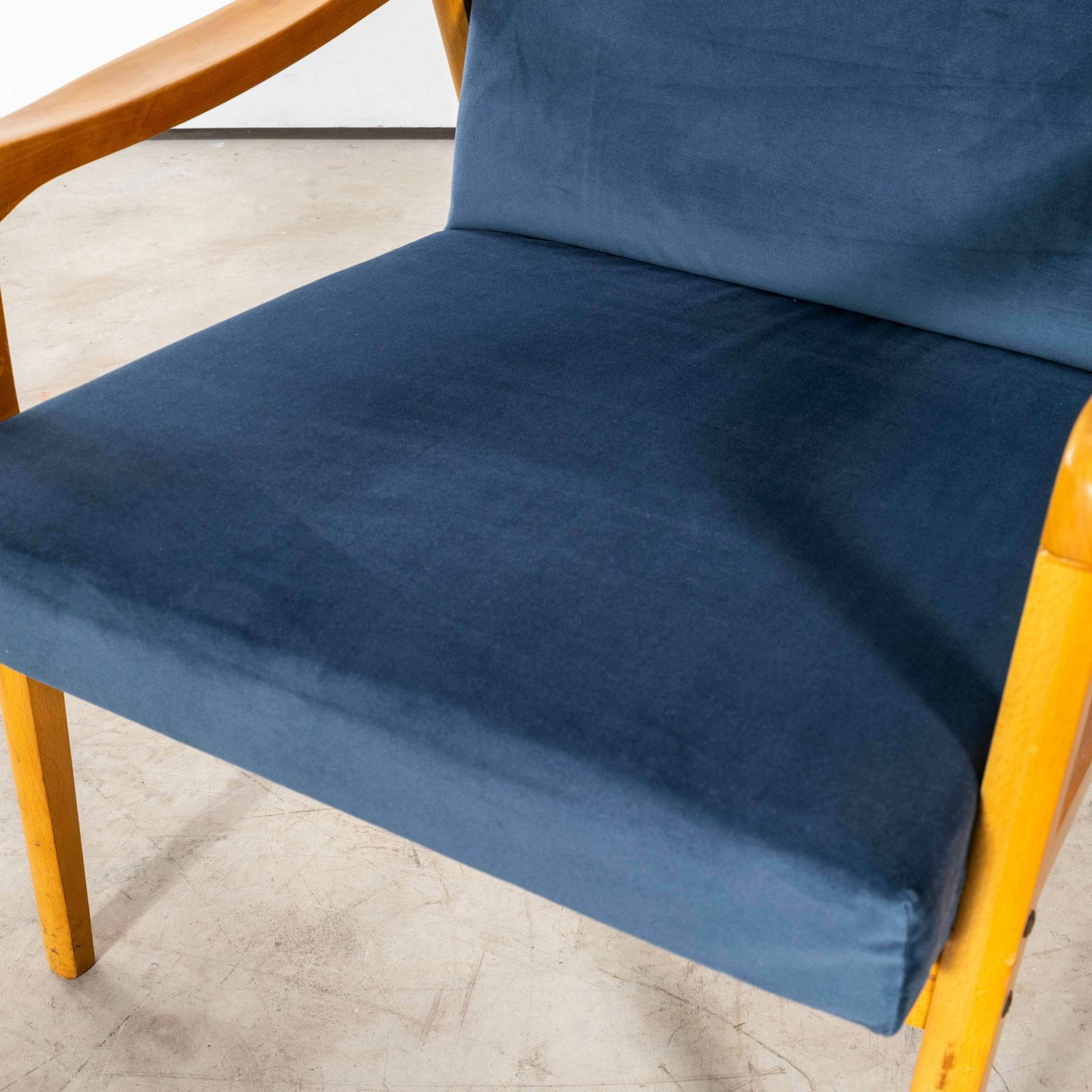 1950’s Jaroslav Smidek Original Re Upholstered Armchairs – Pair In Teal Blue photo vintage