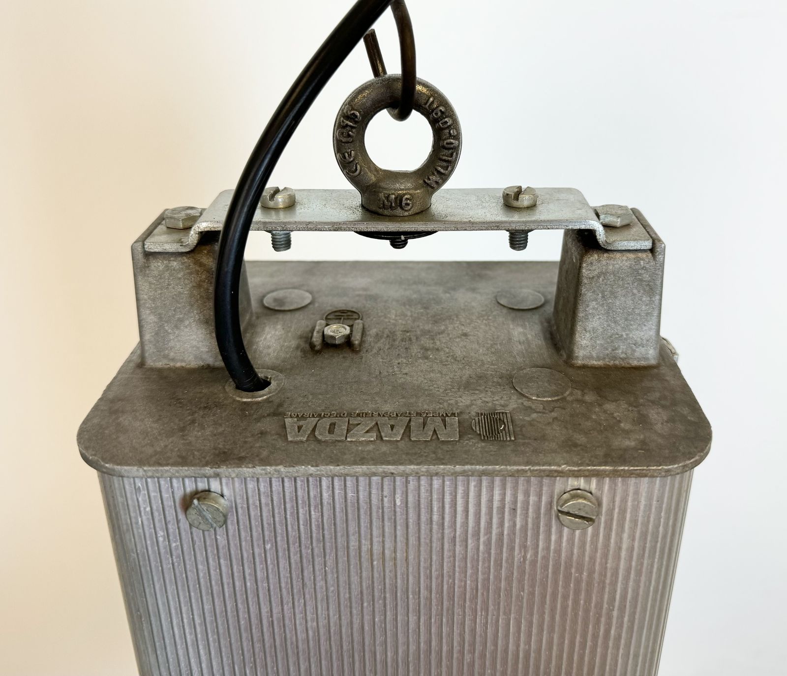 Industrial French Dark Blue Enamel Pendant Lamp From Mazda, 1960s photo 249.0