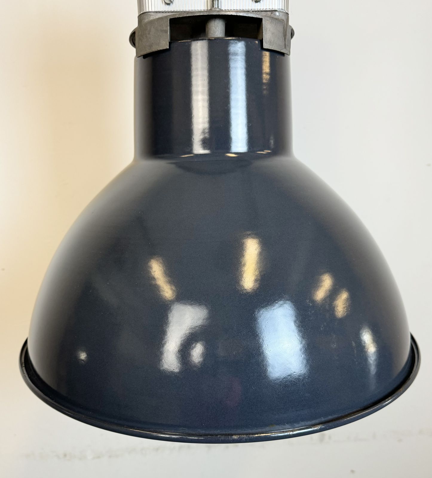 Industrial French Dark Blue Enamel Pendant Lamp From Mazda, 1960s photo buy