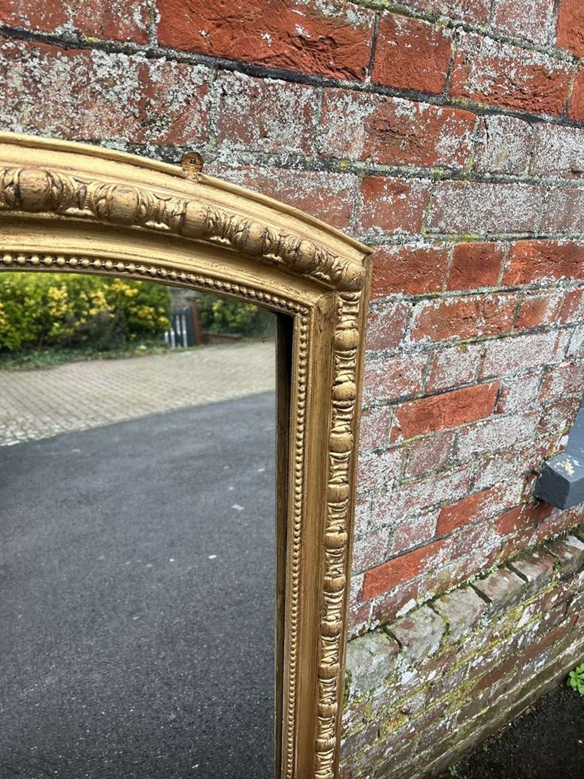A Wonderful Large Antique French 19th C Shaped Top Gilt Mirror. photo furniture