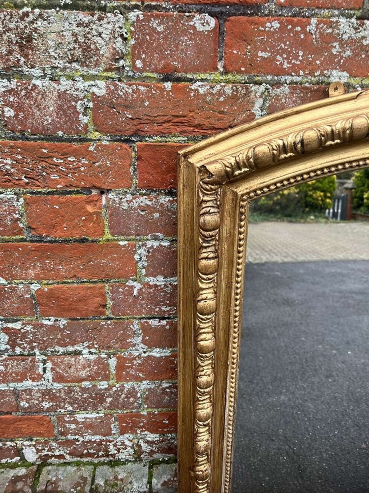 A Wonderful Large Antique French 19th C Shaped Top Gilt Mirror. photo for sale