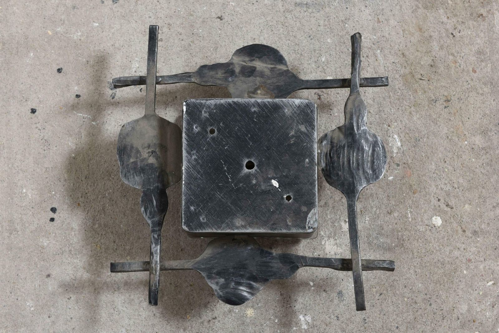 Set Of Two Brutalist Glass And Wrought Iron Lights By Tom Ahlström photo Lighting