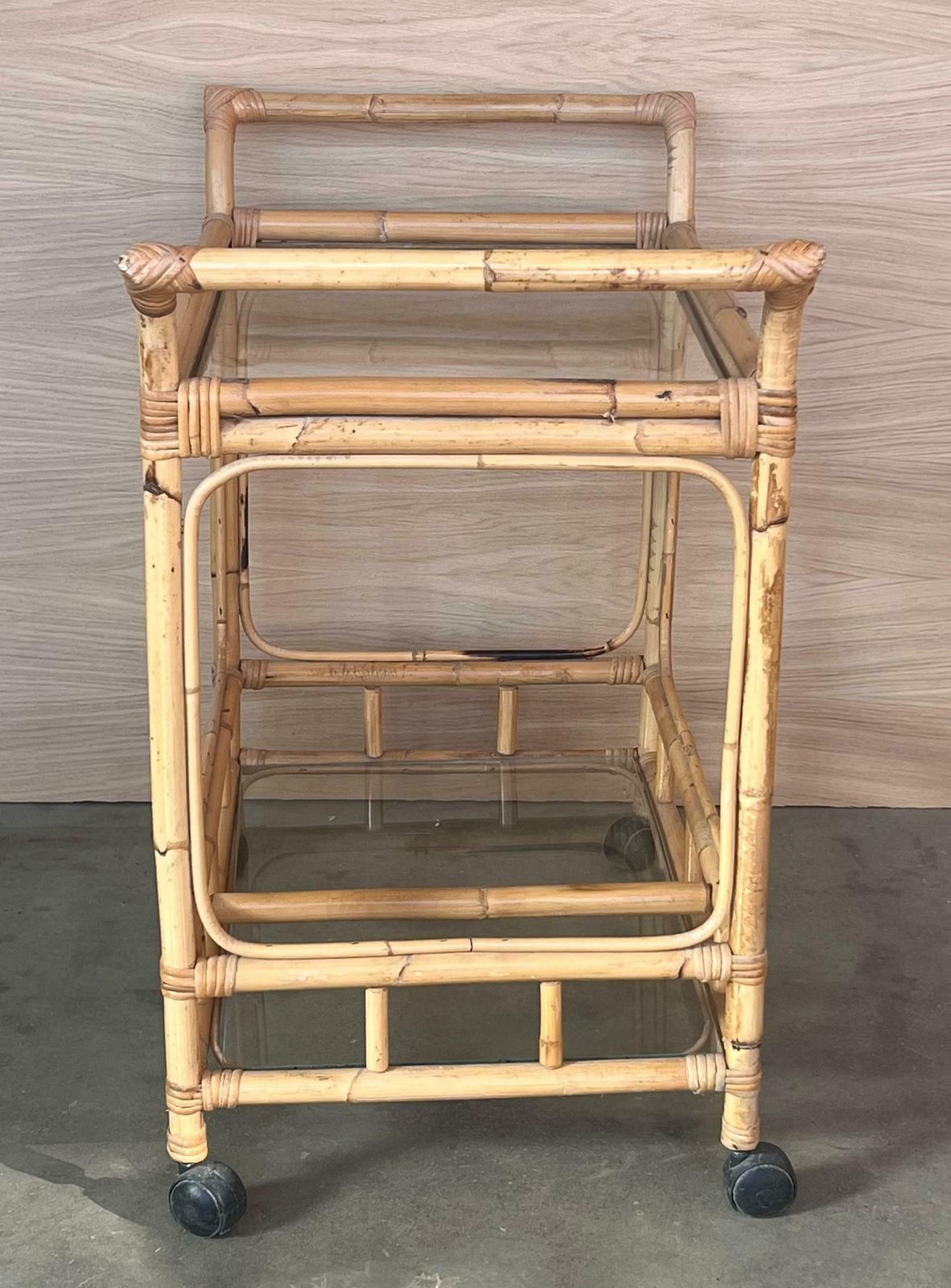 Mid Century Modern Bamboo Tea Cart, Garden Furniture photo buy