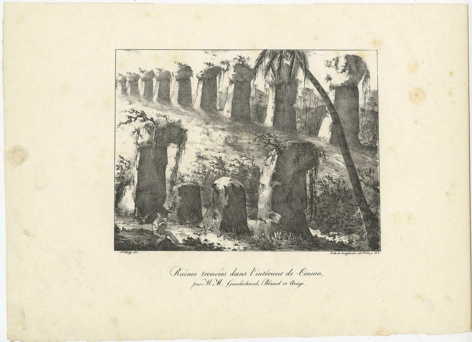Antique Print Of Ruins Found On Tinian, Mariana Islands photo furniture