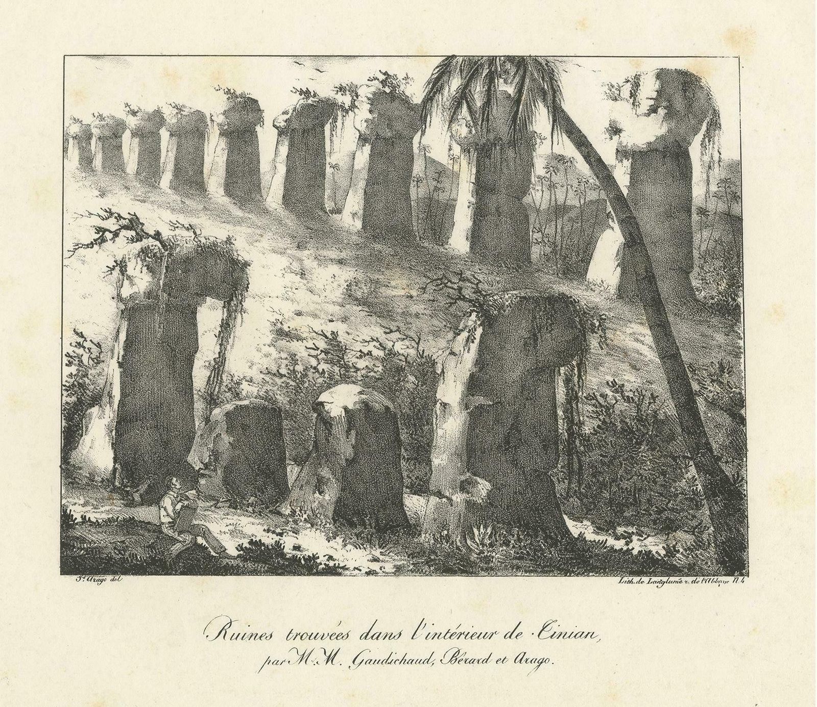 Antique Print Of Ruins Found On Tinian, Mariana Islands photo for sale