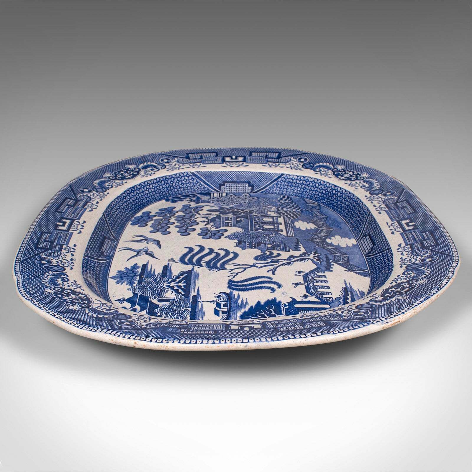 Antique Willow Pattern Serving Plate, English, Ceramic, Meat Dish, Victorian photo Home Decor