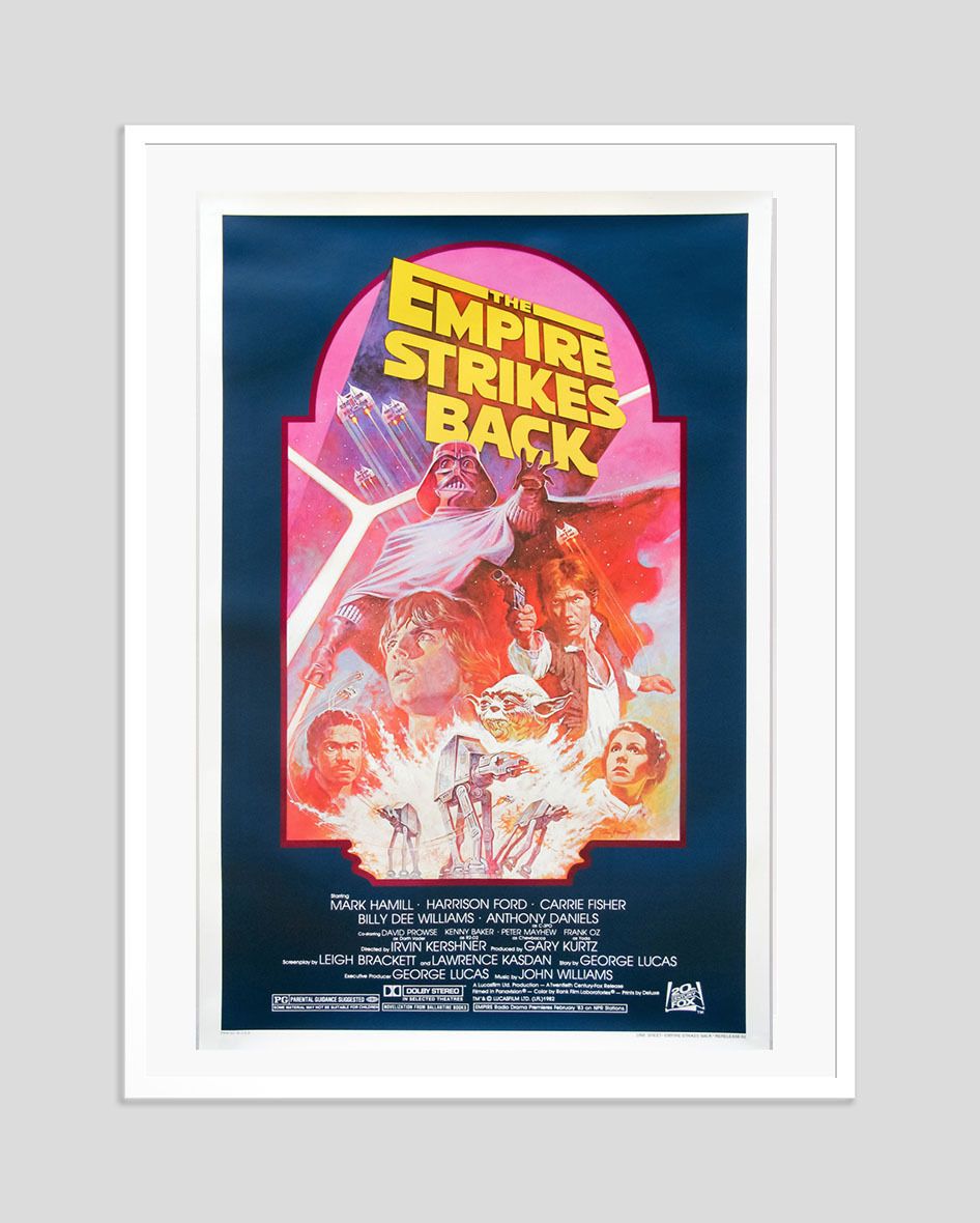 The Empire Strikes Back 1982 Vintage Poster Framed In White