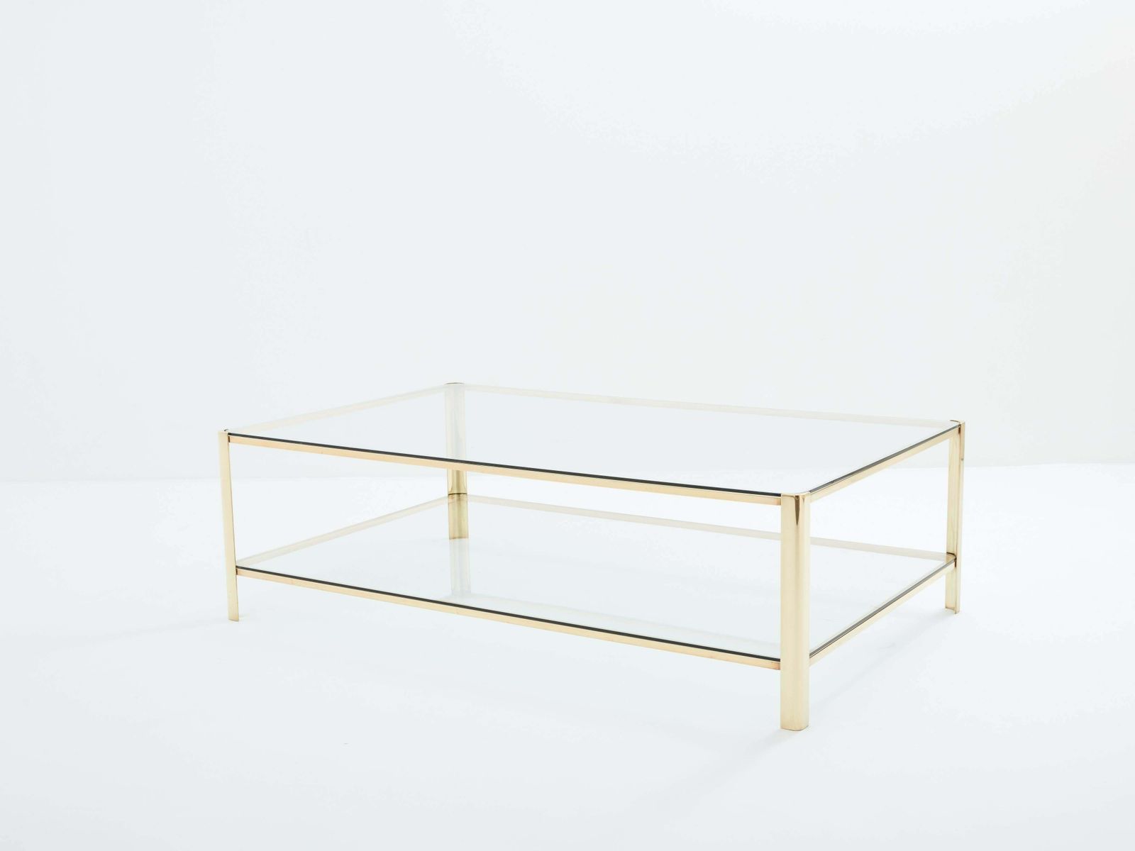Table basse à deux plateaux en bronze par Jacques Quinet pour Broncz, années 1960 photo furniture