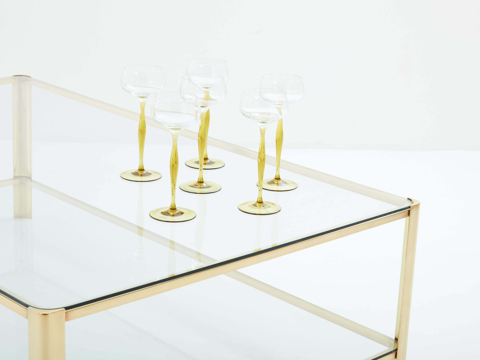Table basse à deux plateaux en bronze par Jacques Quinet pour Broncz, années 1960 photo vintage