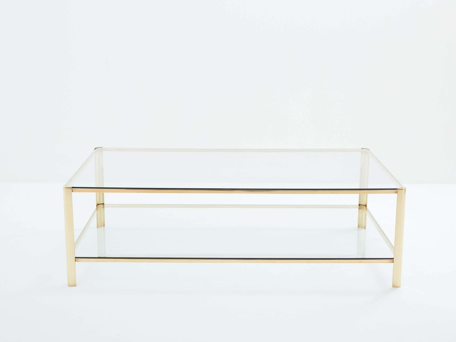 photo for sale Table basse à deux plateaux en bronze par Jacques Quinet pour Broncz, années 1960