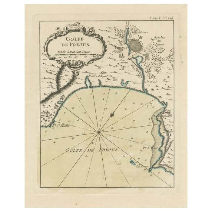 Antique Map Of The Region Of Fréjus, France