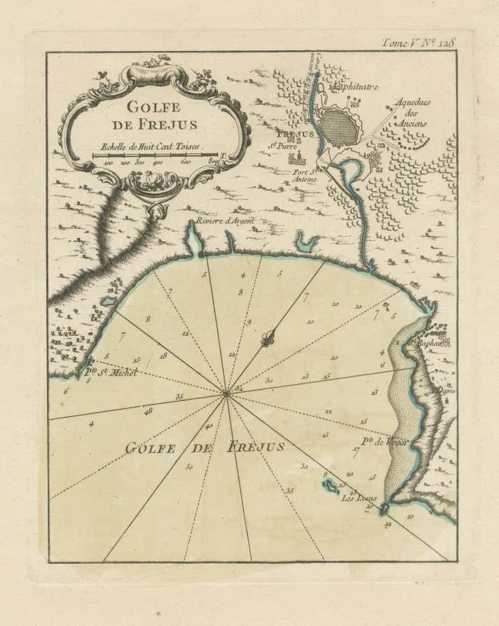 Antique Map Of The Region Of Fréjus, France photo for sale